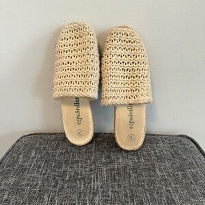 Espadrilles Women's Cream Crochet Mules, Size 7.5